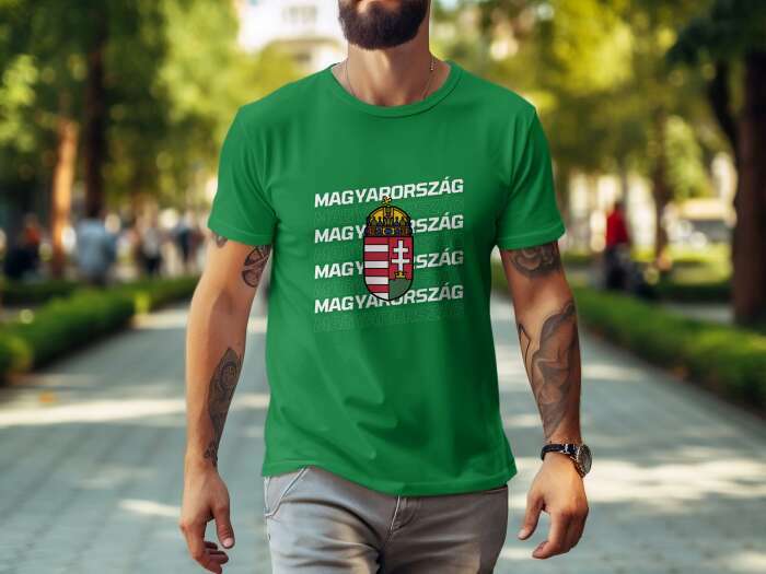 Magyarország többsoros címerrel zöld - 7