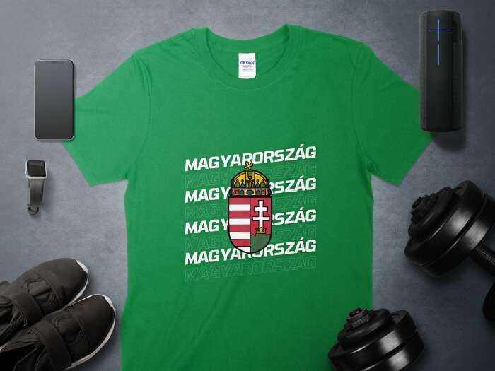 Magyarország többsoros címerrel zöld - 3