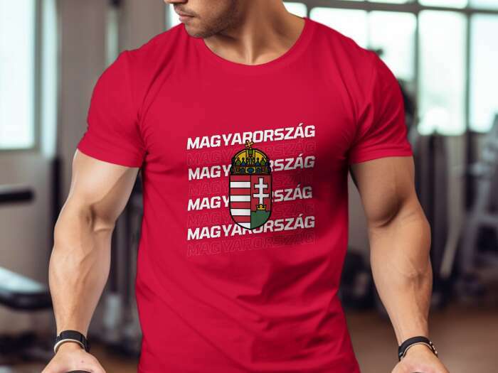 Magyarország többsoros címerrel piros - 2
