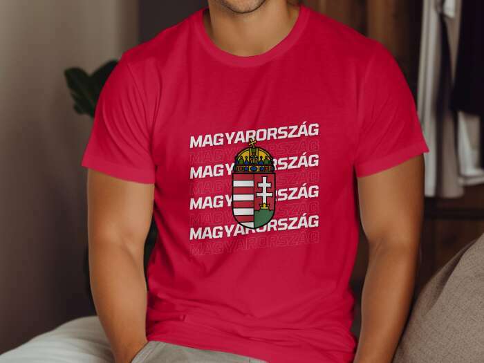Magyarország többsoros címerrel piros - 10