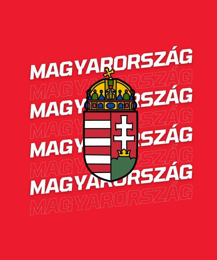 Magyarország többsoros címerrel piros - 1