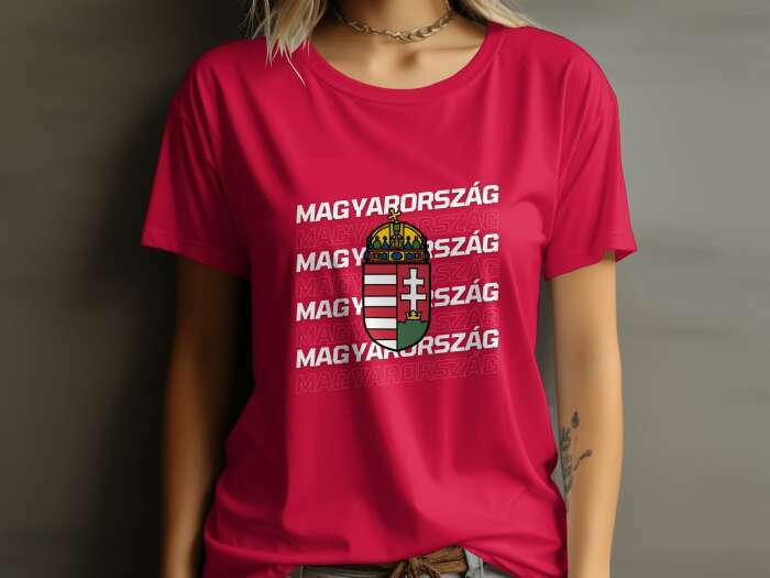 Magyarország többsoros címerrel piros - 4