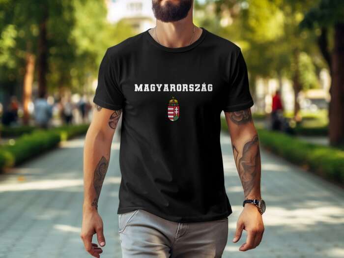 Magyarország színes címerrel fekete