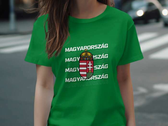 Magyarország többsoros címerrel zöld - 4