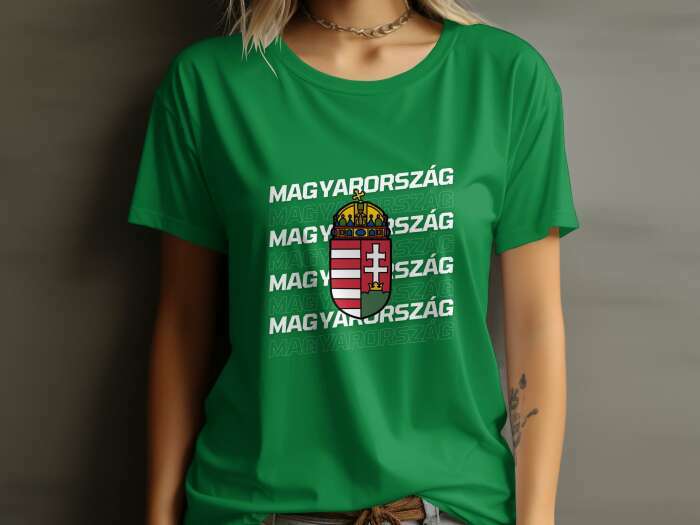 Magyarország többsoros címerrel zöld - 8