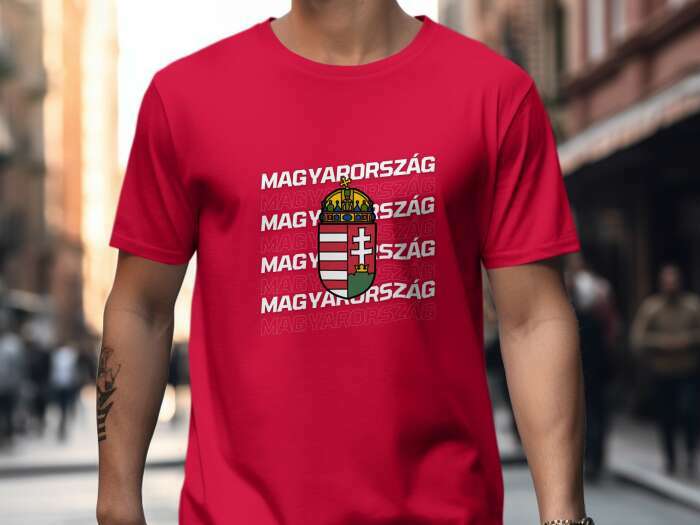 Magyarország többsoros címerrel piros - 8