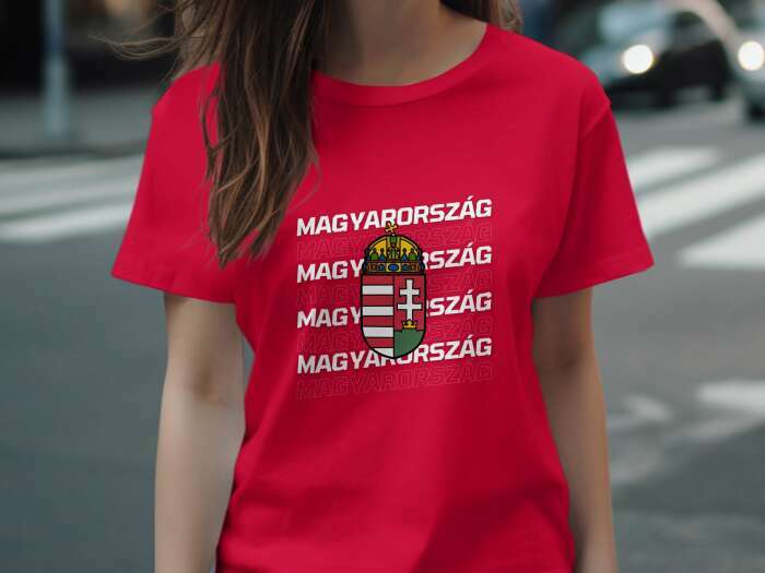 Magyarország többsoros címerrel piros - 9