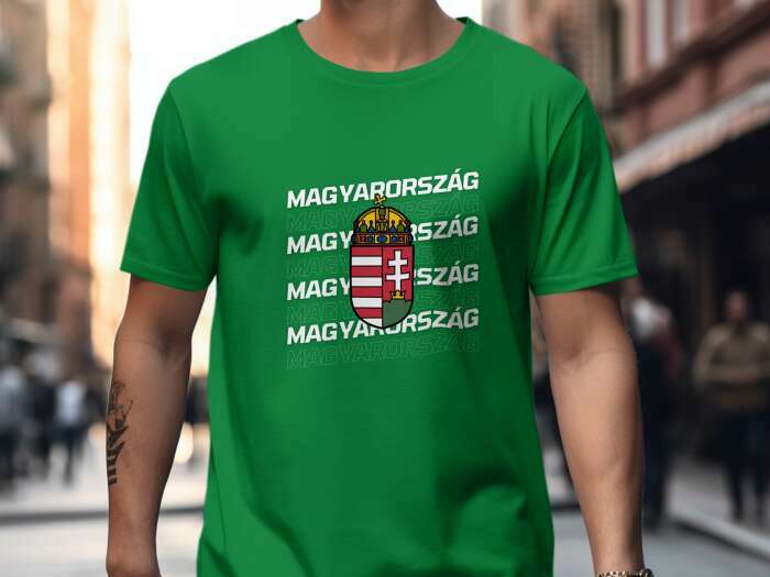 Magyarország többsoros címerrel zöld