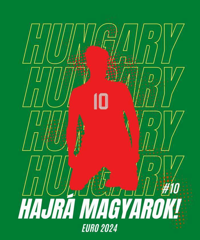 Hungary többsoros sziluettel zöld - 1