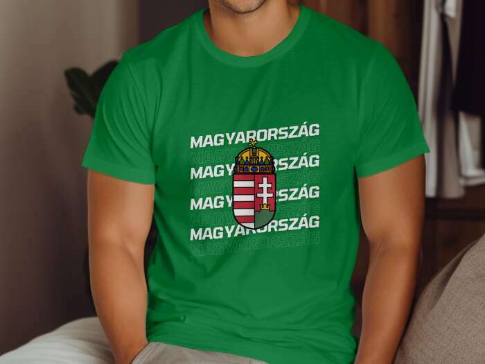 Magyarország többsoros címerrel zöld - 10